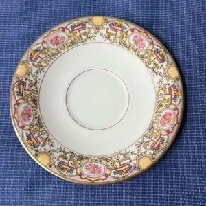 Fine Porcelain Saucer with Pink Floral and Gold Trim